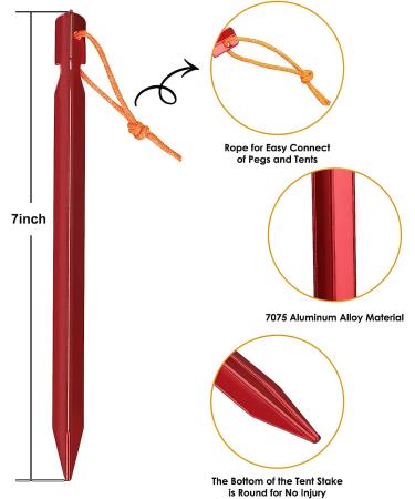 16PCS Red Aluminium Tent Stakes - Heavy Duty, Lightweight, Durable & Safe Metal Camping Pegs - Buy Online on GoSupps.com
