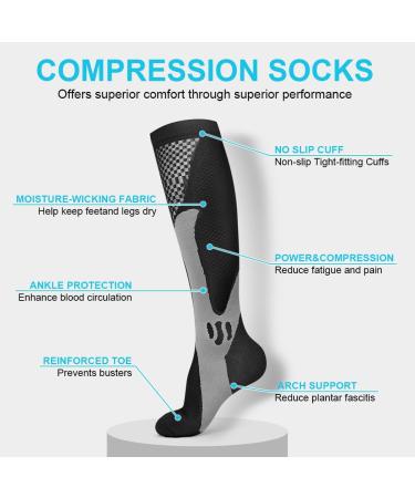 Buy Acwoo Compression Stockings for Men & Women - Medical Knee Socks for Sports & Thrombosis Relief - 2 Pairs L/XL Black/White - International Shipping - Buy Online on GoSupps.com