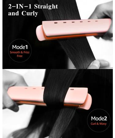 Nano Titanium MCH Flat Iron for Fast Straightening | Salon Flat Iron with Negative Ion Technology | Frizz-Free Hair | Dual Voltage Straightening Iron | 5 Heat Settings | Pink - Buy Online on GoSupps.com