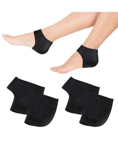 OOTSR 2 Pair Moisturizing Heel Protectors for Blister  Cracked Foot Heel Pads Cushion Gel for Plantar Fasciitis Heel Pain  Silicone Heel Cups Great for Women and Men (Black Color) Black Heel Pads