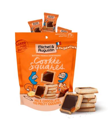 Michel et Augustin Gourmet Chocolate Cookie Squares | Milk Chocolate & Caramel | Individually Wrapped European Cookies | 15 French Shortbread Cookies Milk Chocolate 4.9 Ounce (Pack of 1)