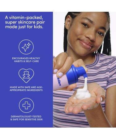 Evereden Happy Kids Skin & Lips Routine - Multi-Vitamin Face Wash & Face Cream Peach & Tinted Lip Oil Sakura Pink Set - Clean & Vegan Skin Care for Kids 3+ - Moisturizing Nourishing & Protective Peach / Pink - Buy Online on GoSupps.com