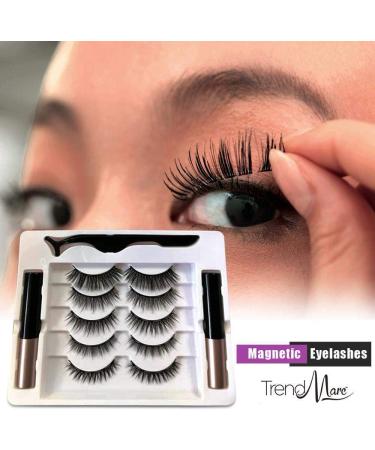 Magnetic Voluminous Eyelashes Nano-Magnetic Eyeliner 3D Magnetic Lashes and Eyeliner with Tweezers Liquid Eyeliner with Applicator No Glue Eyelashes Reusable Magnetic Eyelashes - 5 Pairs - Buy Online on GoSupps.com
