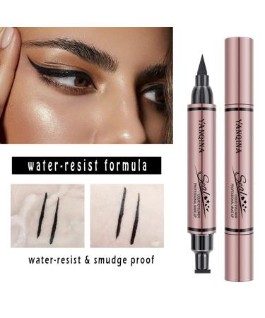 Jumbo Volume Liquid Eyeliner Stamp and Liquid Liner - 2 in 1 Black Waterproof Winged Cat Eye Makeup Tool - Buy Online on GoSupps.com