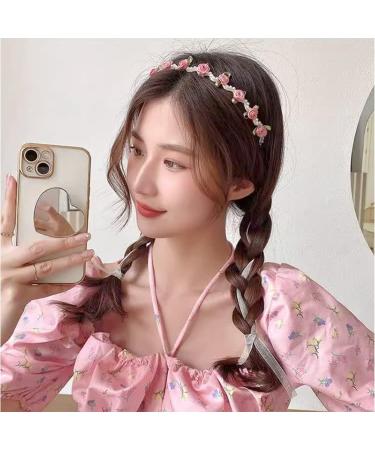 Headband Hair Accessories for Women Girls Fashion Flower Girl Headbandswith Tassels Hairband Flower Headwear with Pearl Beads Pink pearl&flower-pink - Buy Online on GoSupps.com