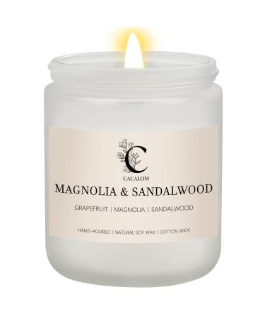 Magnolia & Sandalwood Scented Candles Long Lasting Burn Candles for Home Scented Soy Wax Stress Relief Jar Candles 7 oz