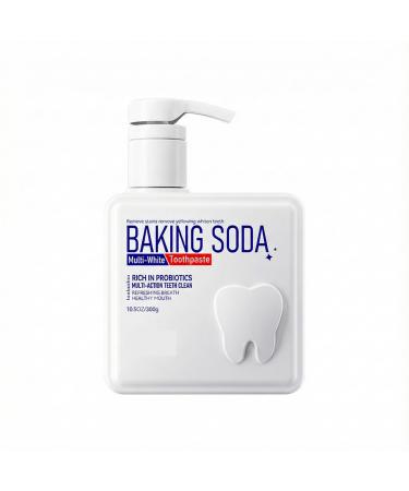 WAYFENGLI Baking Soda Toothpaste with Probiotics - Whitening Toothpaste Pump for Deep Stain Removal - Large 10.5oz (300g) Liquid Gel Toothpaste for Fresh Breath & Gum Care