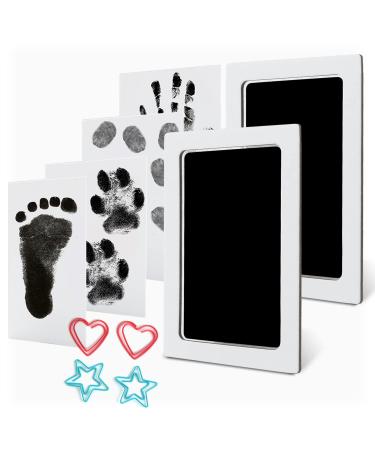 Baby Inkless Footprint Kit Handprint Pet Paw Print Kit Ink Pads 2 Packs Medium Size M (Pack of 2) Black
