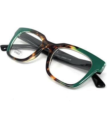 Venice MILLER Reading Glasses for Men & Women - Vintage Modern Style Diopters +1 to +3.5 (+2.50 Green Demi) | International Shipping Available - Buy Online on GoSupps.com