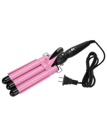 3 Barrel Curling Iron Wand Adjustable Hair Crimpers Hair Styling Tool Hair Curler Waver Crimper for Home and Salon 110V 240V (Pink 22mm) US Plug Pink 22mm