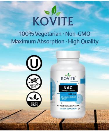 Kovite NAC 600mg - 90 Veg Capsules | N-Acetyl-L-Cysteine Supplement - Buy Online on GoSupps.com