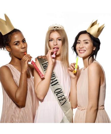 Didder Gold Birthday Crown and Rhinestone Tiara with Birthday Queen Sash Set - Party Accessories for Women and Girls - Buy Online on GoSupps.com