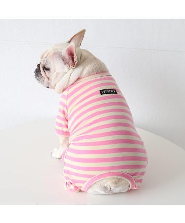 BT BEAR Dog Clothing - Colorful Striped Pajamas for Bulldogs & Puppies - Soft Cotton One-Piece Costume (XL Pink) | Perfect for Small & Medium Dogs - Buy Online on GoSupps.com