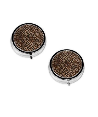 (Leopard Print) Round Pill Box 3 Compartment Pill Box Mini Decorative Pocket Purse Portable Travel Medicine Tablet Vitamin Holder Organizer Pill Case
