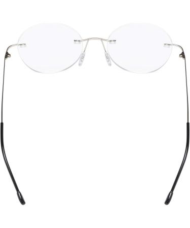CessBlu Rimless Round Reading Glasses for Men & Women - Silver +1.25 Magnification - Stylish & Lightweight - Buy Online on GoSupps.com