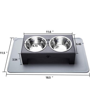 XKX Elevated Dog Bowls for Small Dogs and Cats - Stainless Steel Bowls with Stand and Silicone Mat - Raised Feeder for Puppies and Kittens - Black - Buy Online on GoSupps.com