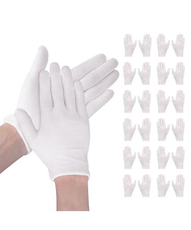 White Cotton Gloves 12 Pairs White Cotton Moisturising Gloves White Gloves Fabric White Cotton Work Gloves for Jewelry Inspection & Daily Work (White)