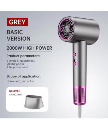 Numoya Hair Dryer 2000w Adjustable Speed Numoya High-Speed Hair Dryer Travel Size Eliminates Frizz Numoya Highspeed Dryer Numoya Dryer Blow Dryer with Diffuser for Curly Hair (Grey UL) Grey UL - Buy Online on GoSupps.com