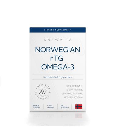Norwegian rTG Omega 3 Fish Oil for Brain & Heart Boost Triglyceride Fish Oil Omega 3 Supplements 300 DHA 600 EPA Omega 3 Softgels Essential Fatty Acids for Eyes Skin & Joints 1200mg 60 Servings