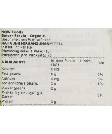 Now Foods Organic Better Stevia Sweetener - Zero-Calorie, 75 Packets (2.65 oz) - Buy Online on GoSupps.com