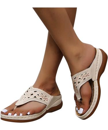 Willisos Women's Arch Support Orthopedic Sandals - Beige, Size 8, Clip Toe Flip Flops - Buy Online on GoSupps.com