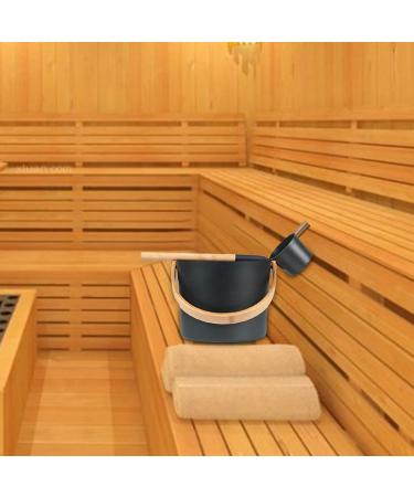 Sauna Bucket Sauna Bucket ladle Set 7L Luxurious Finnish Matching Ladle Sauna Barrel Sauna Aluminum Bucket with Long Handle Spoon Set Sauna Bucket Stylish Spa Esential for Water Ladling Black - Buy Online on GoSupps.com