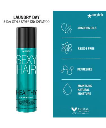 SexyHair Healthy Laundry Day Dry Shampoo 5.1 Oz - 3-Day Style Saver for All Hair Types | Absorbs Oils, Residue-Free Finish - Buy Online on GoSupps.com