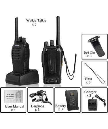 BaoFeng Walkie Talkies Long Range Rechargeable Walkie Talkie Set Portable Handheld 16Channels Two Way Radio with Earpiece 3 pcs - Buy Online on GoSupps.com