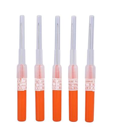 5PCS Body Piercing Needles 14G Gauge Steel Cartilage Piercing Catheter Needles for Lip Tongue Piercing Tattoo Supply (14G) 14G Red