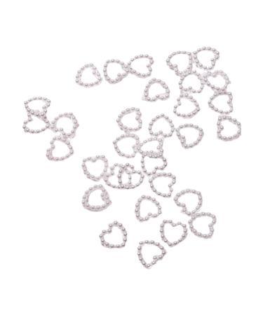 AFBORD 50 Pcs/200Pcs Nail Charms Heart Shape Nail Decorations Gloss Nail Faux Pearl Charm White 50pc 50pc White