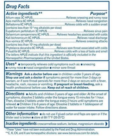 Boiron Coldcalm Quick Dissolving Tablets - 60 ct Cold Relief - Buy Online on GoSupps.com
