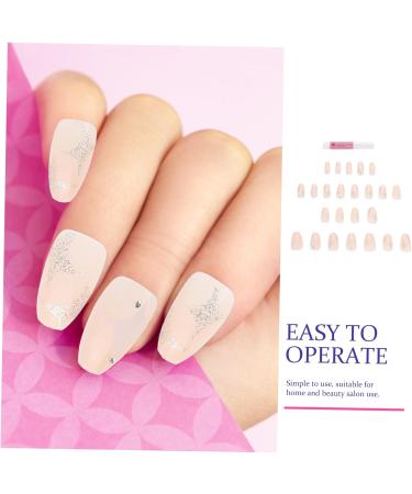 SKISUNO 1 Set Nail Patch Fake Nail Tips Nail Salon Supplies Nails Decoration Fake Nails with Glue Full Cover Nails Nail Art Stickers Nail Decoration Nail Stickers Manicure Plastic X4 Pink - Buy Online on GoSupps.com