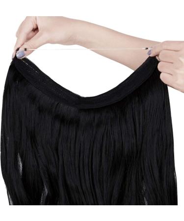 OMGREAT Halo Hair Extension - Invisible Secret Wire Dark Black Curly Wavy Hairpiece 20 inch - Buy Online on GoSupps.com