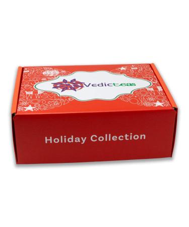 Holiday Tea Collection Tea Gift Box Set for The Holiday & Christmas 5 Teas Loose Leaf 30g Each & Tea Tong by Vedic Teas
