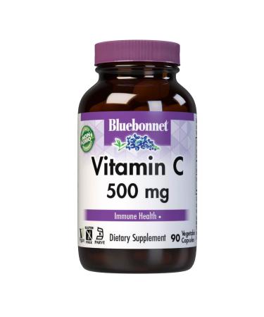 Bluebonnet Nutrition Vitamin C 500 mg Vegetable Capsules Ascorbic Acid for Immune Health & Skin Health Vegan Vegetarian Non GMO Gluten Free Soy Free Milk Free Kosher 90 Vegetable Capsules