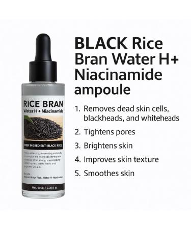 3PCS Black Rice Face Serum with Rice Bran Water Niacinamide & Lactic Acid Gently Exfoliates Reduces Blackheads & Brightens - Buy Online on GoSupps.com