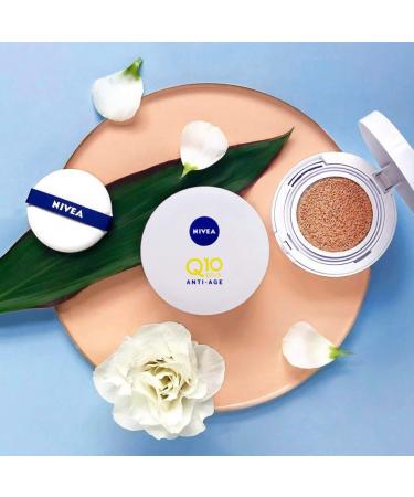 NIVEA Q10 3EN1 Cushion Tono Medio 15ml - Perfeccionador Facial Hidratante Anti-Aging con Protector Solar - Piel Uniforme y Natural - Buy Online on GoSupps.com