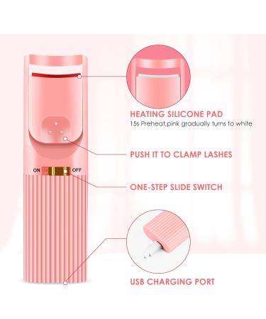 Buy Heated Eyelash Curlers | Rechargeable Electric Lash Curler with Flexible Silicone Pad for Natural Long-Lasting Curls - Pink - Buy Online on GoSupps.com