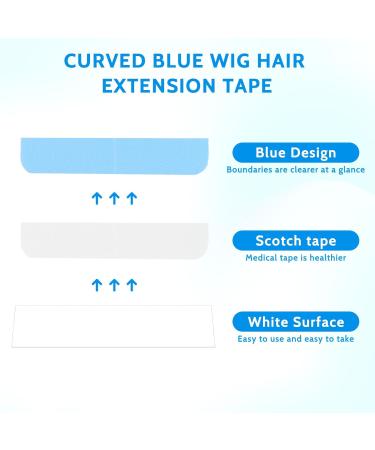 Mozeat Lens 240 Pcs Hair Extension Replacement Tape Strips - Adhesive Wig Band Tabs (4 x 0.8cm) - Blue Striking Real Hair Extension Tape - Buy Online on GoSupps.com