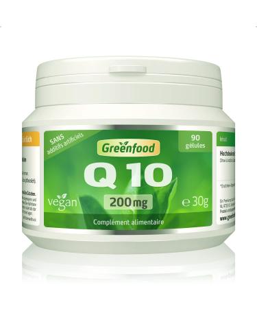 Greenfood Coenzyme Q10, 200 mg, extra high dose, 90 capsules, vegan - produced by natural fermentation. No artificial additives, no genetic engineering.