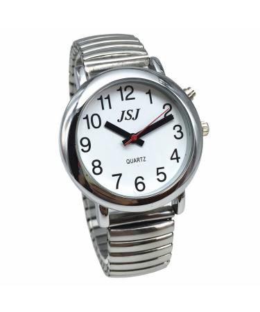 Montre Parlante Analogique avec Alarme Annonce de l'heure et Date en Fran ais pour Aveugle et Les Personnes Malvoyant Couleur Argent