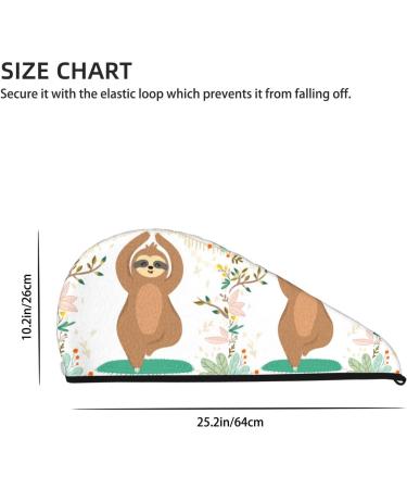 Buy Cute Sloth Yoga Pose Microfiber Hair Towel | Super Absorbent Coral Velvet Wrap for Women - Perfect for Long Curly & Thick Hair - Buy Online on GoSupps.com