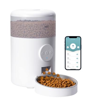 WOPET Automatic Cat Feeder,4L WiFi Pet Food Dispenser for Cats and Dogs with Stainless Steel Food Bowl, APP Control and Portion Control, Up to 15 Meals per Day, Low Food Alarm and Voice Recorder 4L White