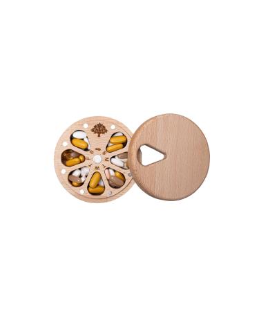 Weekly Pill Box Organizer 7 Daily Pill Organizer Wood Cute Pill Organizer for Medicine & Vitamin Pill Organizer Daily Portable Travel Pill Case Weekly Pill Organizer Magnetic Pill Box
