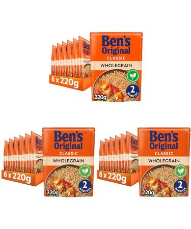 Ben's Original Wholegrain Microwave Rice Bulk Multipack 6 x 220 g pouches (Pack of 3)