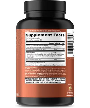 Ancient Nutrition Organ Supplements Grass-Fed and Wild Organ Complex Capsules Beef & Lamb Liver Supports Healthy Blood Gut and Liver 180 Ct - Buy Online on GoSupps.com