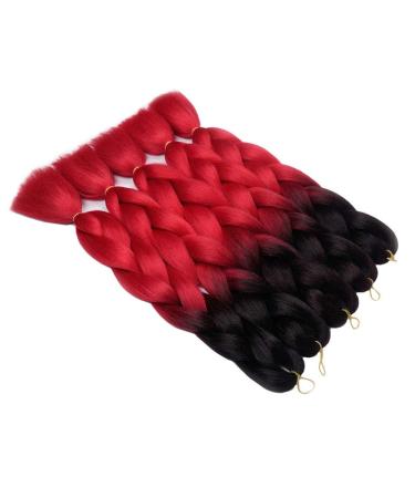 AIDUSA Ombre Braiding Hair 24 Inch 100g 5pcs Synthetic Afro Jumbo Extensions - Black to Red | Women's Hair Twist Crochet Braids - Buy Online on GoSupps.com