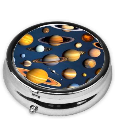 Solar System Planets Round Pill Box - 3 Compartment Travel Organizer for Pills | Portable & Ideal for Travel - Buy Online on GoSupps.com
