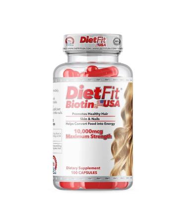 DietFit Biotin Promotes Healthy Hair Skin and Nails Helps Support Energy Metabolism Helps Convert Food in to Energy 10 000mcg Maximum Strength (100 Capsules)
