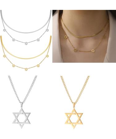 Oralgos Fashionable Hexagonal Star Chain | Chic Stainless Steel Collarbone Jewelry for Fashionistas - Buy Online on GoSupps.com